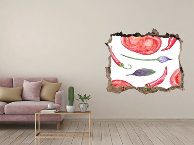 3D Wandsticker Loch Obst und Gemüse in einem kleinen Laden