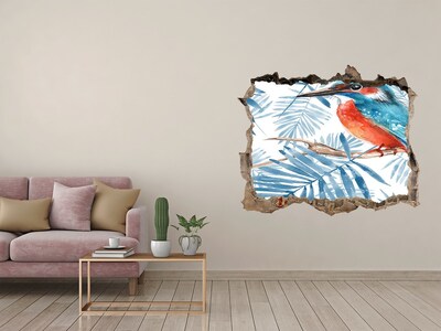 3D Wandsticker Loch Tropischer Vogel zwischen den Blättern
