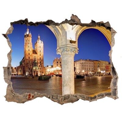 Wandfolien Loch in der Wand Der Krakauer Hauptmarkt bei Nacht
