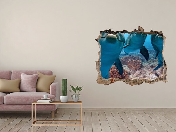 3D Wandtattoos Loch in der Wand Delfine in einem Korallenriff