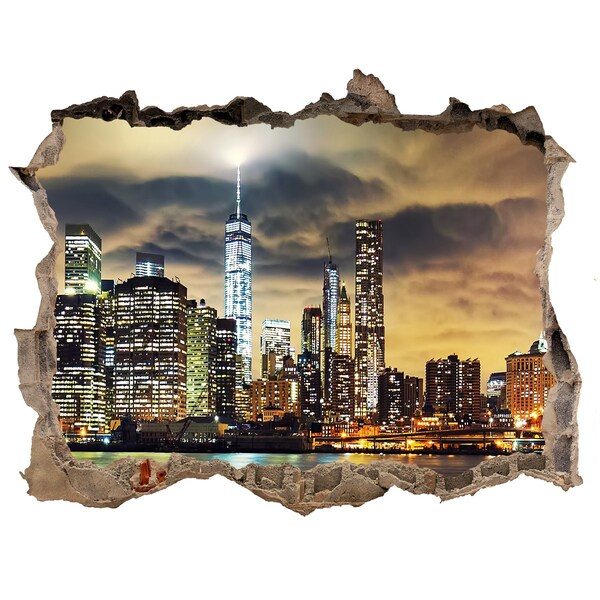 3D Wandsticker Loch New Yorker Skyline bei Nacht