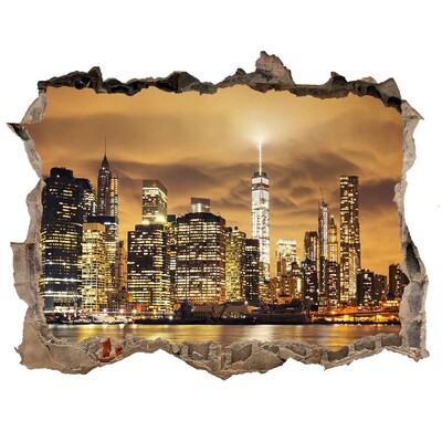 Wandtattoos Mauerdurchbruch New Yorker Skyline bei Nacht