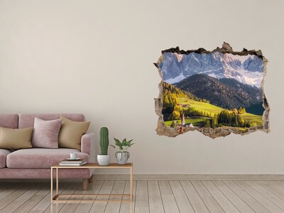 3D Wandsticker Loch Ein Bergtal mit einem malerischen Dorf