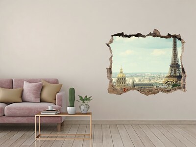 3D Wandtattoos Loch in der Wand Blick auf Paris mit dem Eiffelturm
