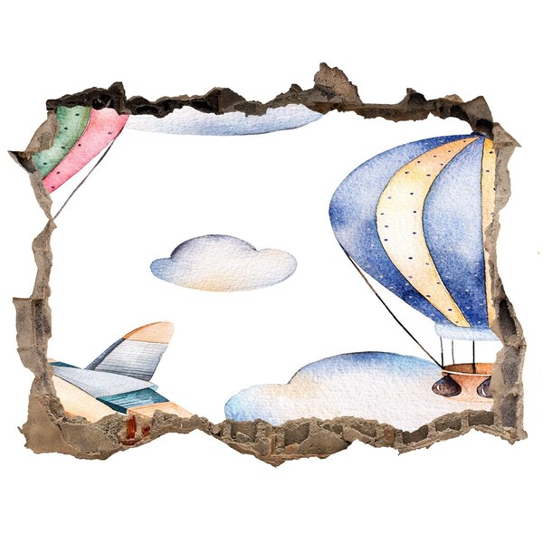 3D Wandsticker Loch Ballonfahrt über den Wolken