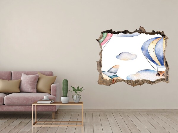 3D Wandsticker Loch Ballonfahrt über den Wolken