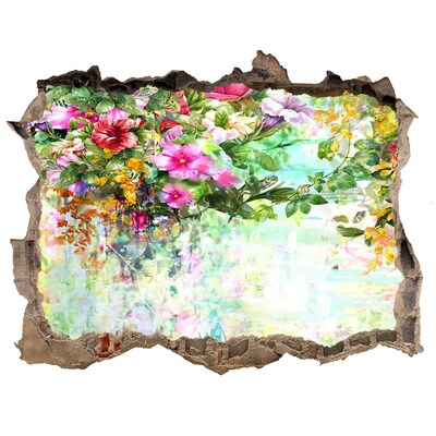 3D Wandtattoos Loch in der Wand Ein Blumenparadies hinter der Mauer