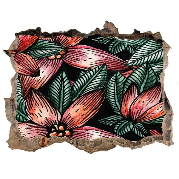 Wandtattoos Mauerdurchbruch Ein Blumenmuster an einer beschädigten Wand