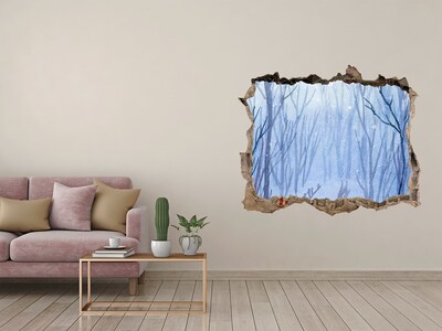 Wandtattoos Mauerdurchbruch Winterlandschaft durch ein Loch in der Wand