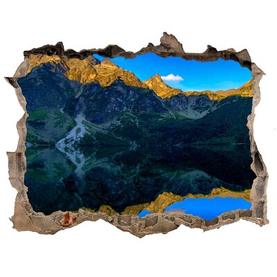 Wandfolien Loch in der Wand Berglandschaft mit einem See