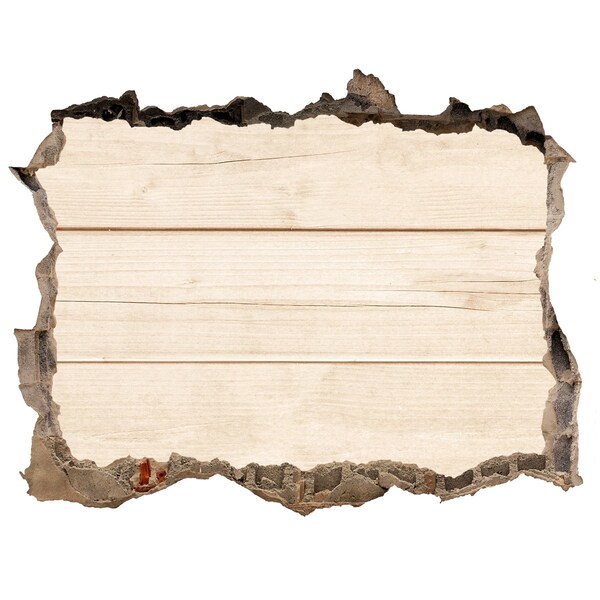 3D Wandtattoos Loch in der Wand Eine beschädigte Wand mit Holzboden