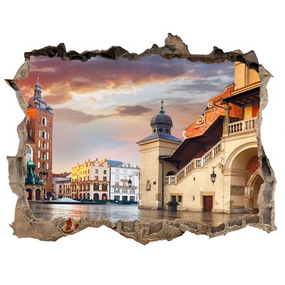 3D Wandsticker Loch Blick auf die Stadt mit dem Marktplatz