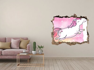 3D Wandtattoos Loch in der Wand Einhorn im Sprung