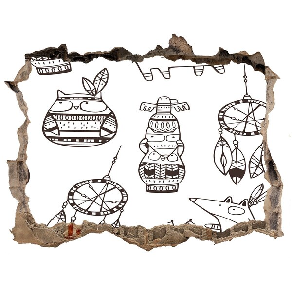 3D Wandtattoos Loch in der Wand Ethnische Muster an der Wand im Hintergrund