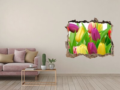 Wandfolien Loch in der Wand Ein Blumenparadies mit Tulpen
