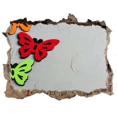 3D Wandsticker Loch Bunte Schmetterlinge in einem Loch in der Wand
