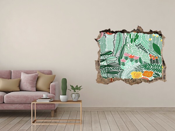 3D Wandsticker Loch Loch in der Wand Blumengarten