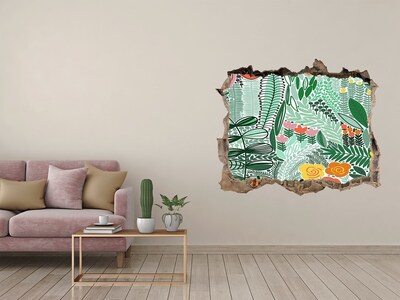 3D Wandsticker Loch Loch in der Wand Blumengarten
