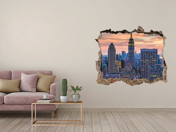 Wandfolien Loch in der Wand Blick auf New York
