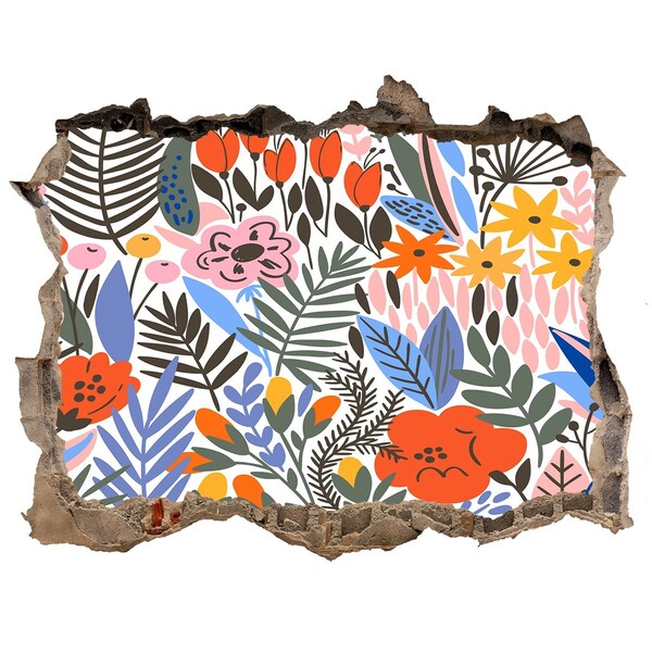 Wandfolien Loch in der Wand Blumenwandbild durch ein Loch in der Wand