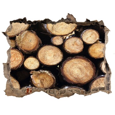 3D Wandsticker Loch Holz in einem Loch in der Wand