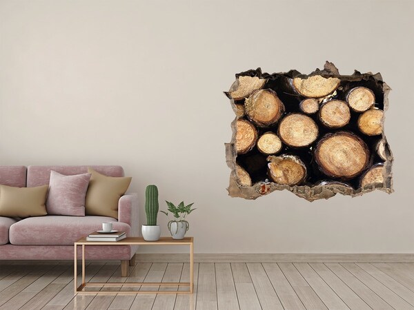 3D Wandsticker Loch Holz in einem Loch in der Wand