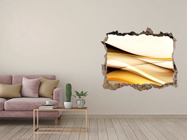 3D Wandtattoos Loch in der Wand Goldene Wellen in einem Loch in der Wand