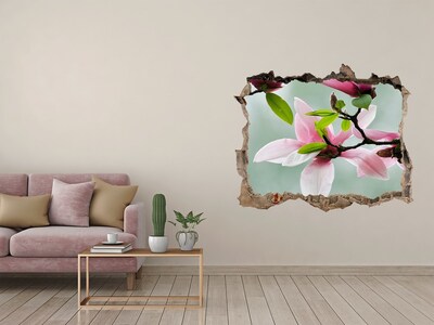 3D Wandtattoos Loch in der Wand Magnolienblüten an einer beschädigten Mauer