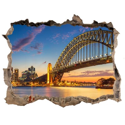 3D Wandtattoos Loch in der Wand Sydney Bridge bei Sonnenuntergang