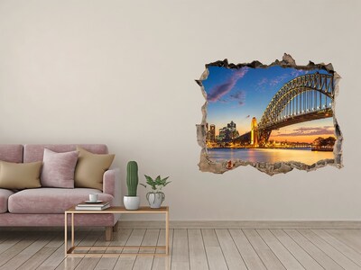 3D Wandtattoos Loch in der Wand Sydney Bridge bei Sonnenuntergang