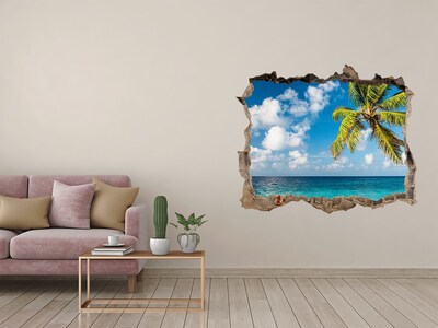 3D Wandtattoos Loch in der Wand Tropischer Strand mit einer Palme