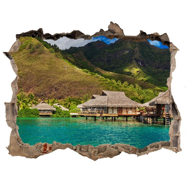 3D Wandsticker Loch Eine tropische Oase inmitten der Berge