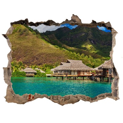 3D Wandsticker Loch Eine tropische Oase inmitten der Berge