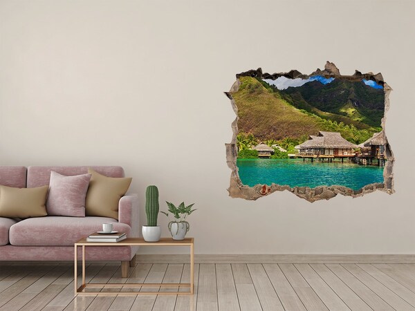 3D Wandsticker Loch Eine tropische Oase inmitten der Berge
