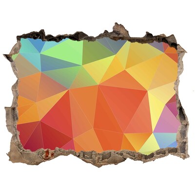 3D Wandsticker Loch Farbenfrohe Geometrie in einem Loch in der Wand