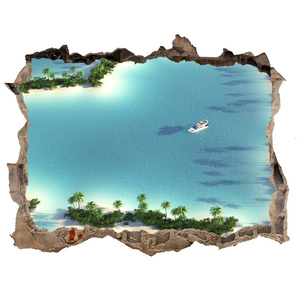 3D Wandsticker Loch Eine tropische Oase mit Meerblick