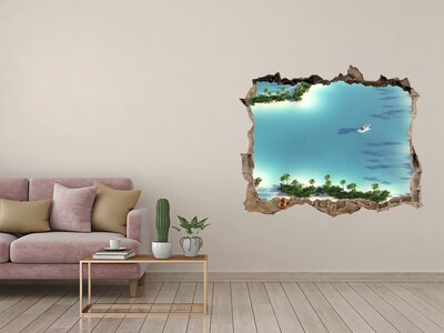 3D Wandsticker Loch Eine tropische Oase mit Meerblick