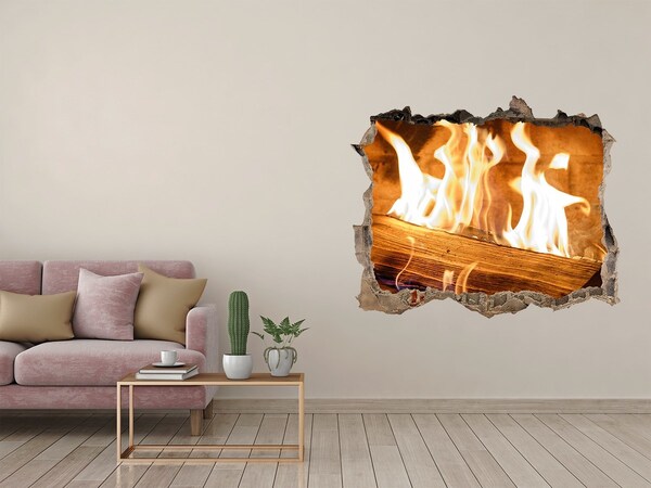 3D Wandtattoos Loch in der Wand Brennender Kamin
