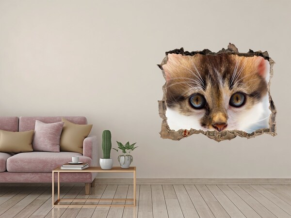 3D Wandsticker Loch Katze in einem Loch in der Wand