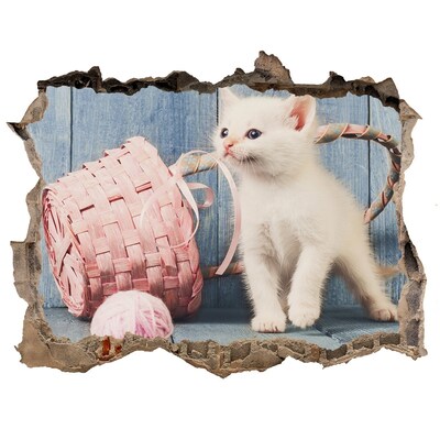 3D Wandsticker Loch Katze in einem Loch in der Wand