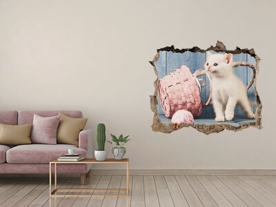 3D Wandsticker Loch Katze in einem Loch in der Wand