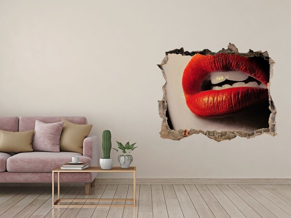3D Wandtattoos Loch in der Wand Lippen mit rotem Lippenstift