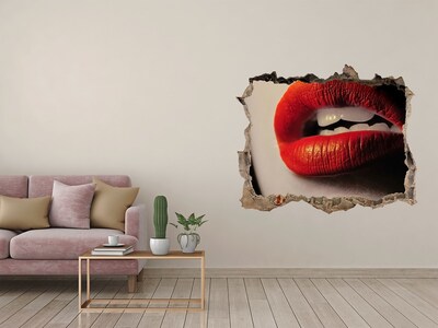 3D Wandtattoos Loch in der Wand Lippen mit rotem Lippenstift