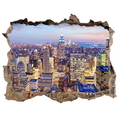 3D Wandsticker Loch New Yorker Skyline bei Nacht