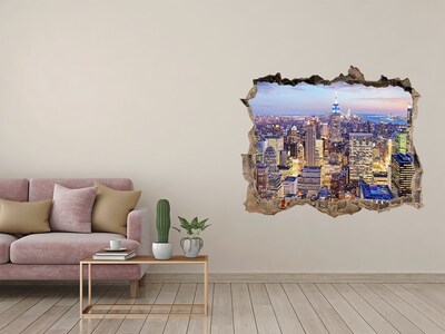 3D Wandsticker Loch New Yorker Skyline bei Nacht