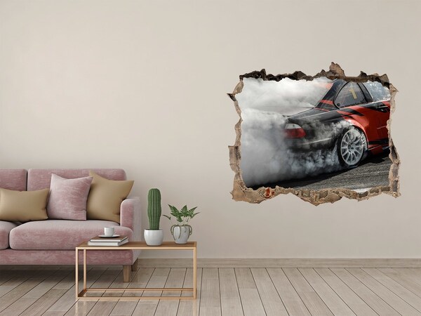 Wandtattoos Loch Rennwagen in Aktion