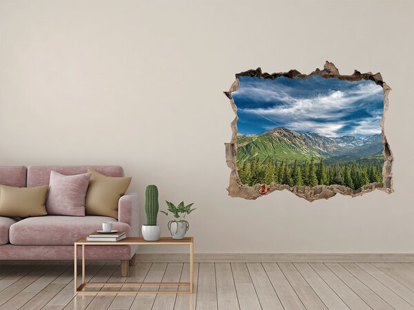 3D Wandtattoos Loch in der Wand Berglandschaft mit Wald