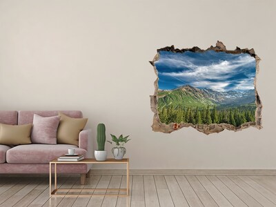 3D Wandtattoos Loch in der Wand Berglandschaft mit Wald