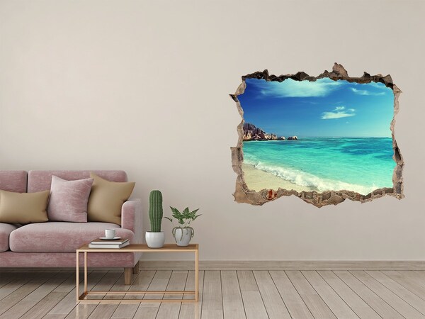3D Wandtattoos Loch in der Wand Karibischer Strand durch ein Loch in der Wand