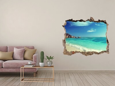 3D Wandtattoos Loch in der Wand Karibischer Strand durch ein Loch in der Wand